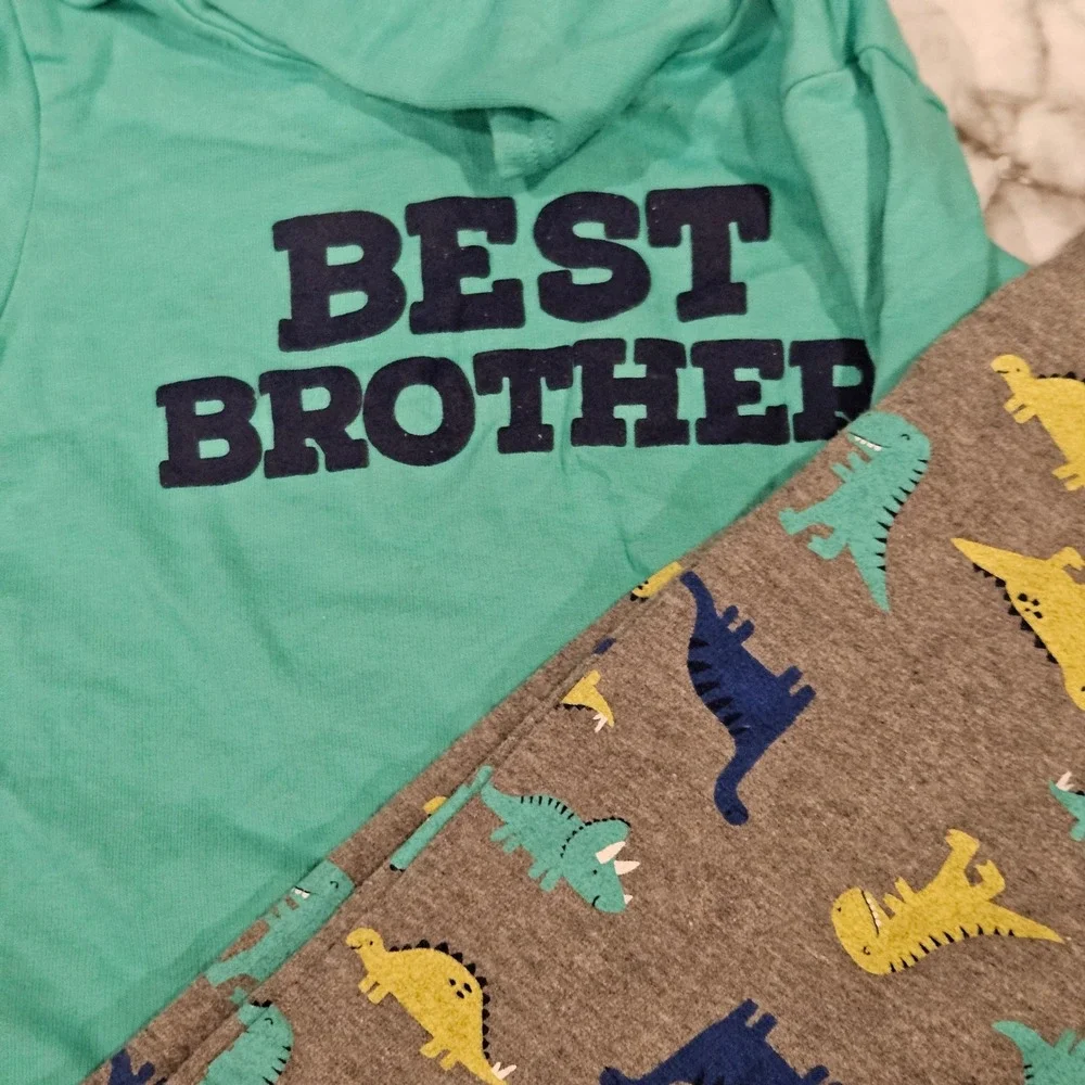 HTF Best Brother Dinosaur Hoodie‎ and Pants Set Carters Toddler Boys Size 4T